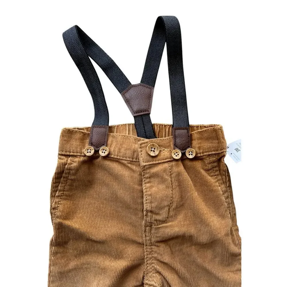 Baby B’GOSH tan Corduroy pants with detachable suspenders NWT Size 3M